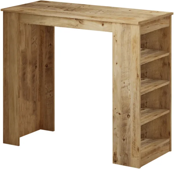 NORDVÄRK ST1 baaripöytä, jossa 3 hyllyä - luonnollinen melamiini (120x51.6)