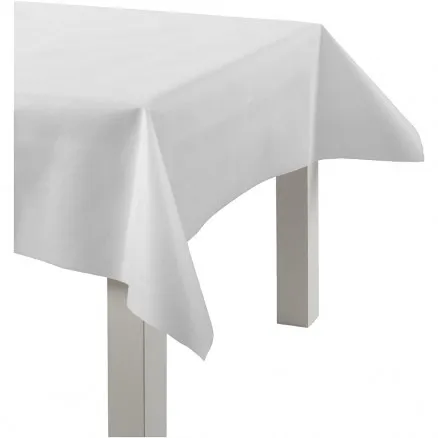 Jäljitelmäkankaasta valmistettu pöytäliina, valkoinen, L: 125 cm, 70 g, 10 m/ 1 rll.