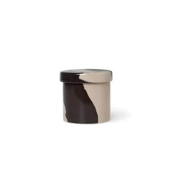 Ferm Living Inlay -säilytysastia - pieni - Hiekka/Musta