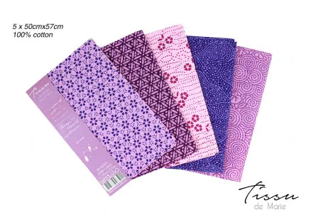 Tissu de Marie Fat Quarter Ametisti 50x57cm - 5 kpl