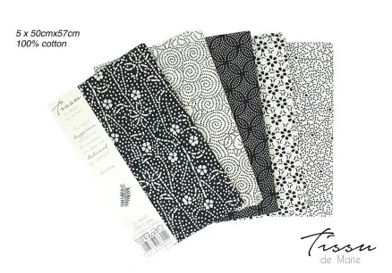 Tissu de Marie Fat Quarter Natural 50x57cm - 5 kpl