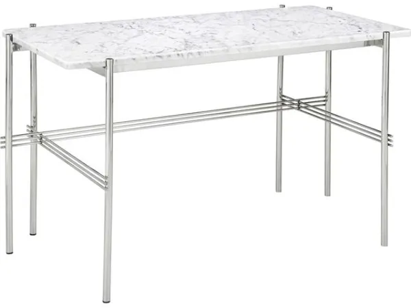 GUBI TS -kirjoituspöytä 120x60 Kiillotettu teräs/Valkoinen Carrara-marmori