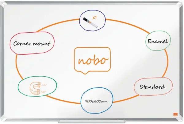 Nobo Premium Plus emaloitu valkotaulu 90x60 cm valkoinen