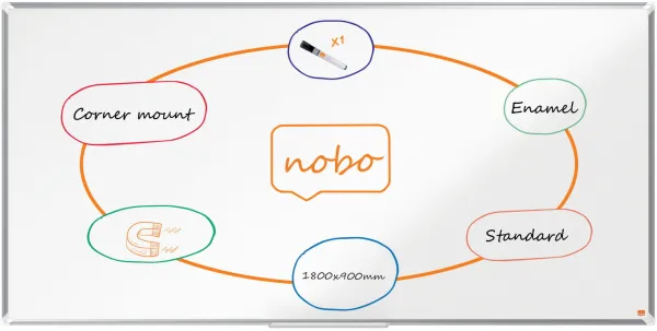 Nobo Premium Plus emaloitu valkotaulu 180x90 cm valkoinen