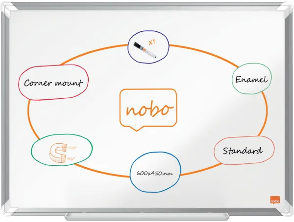 Nobo Premium Plus emaloitu valkotaulu 60x45 cm valkoinen